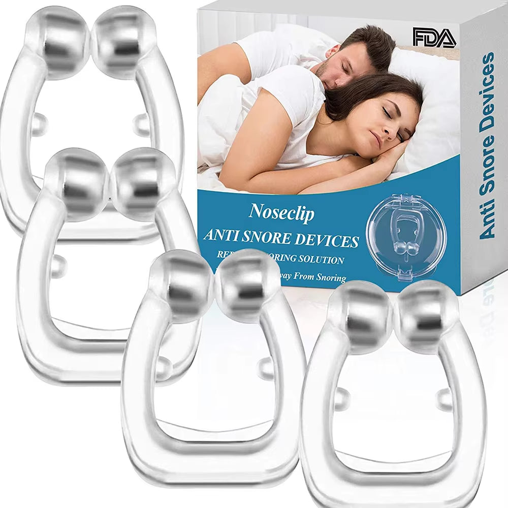 4PCS Magnetic Anti-Snoring Silicone Nose Clips - Sleep Aid Device for Apnea Relief & Nighttime Snore Prevention