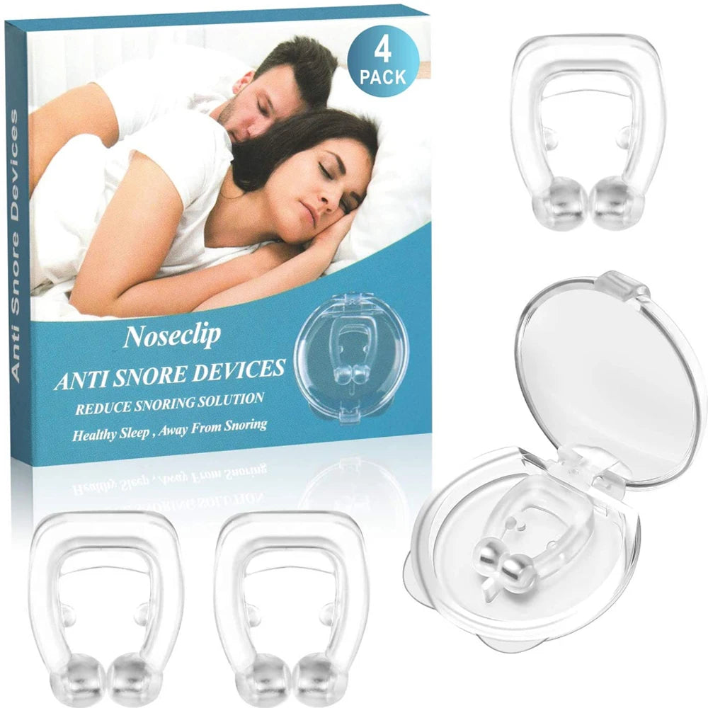 4PCS Magnetic Anti-Snoring Silicone Nose Clips - Sleep Aid Device for Apnea Relief & Nighttime Snore Prevention