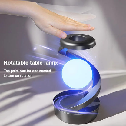 3D Levitating RGB Ball Lamp - Floating LED Night Light with Wireless Phone Charger & Spinning Moon Design